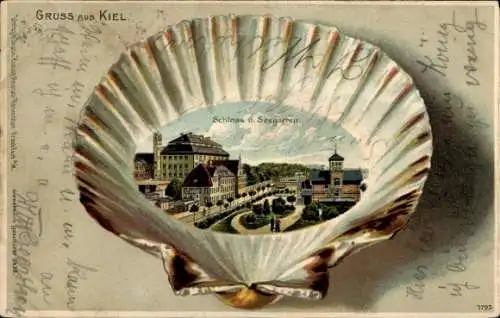 Muschelform Litho Kiel, Schloss, Seegarten