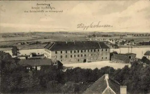 Ak Sønderborg Sonderburg Dänemark, Schloss, Düppeler Schlachtfeld