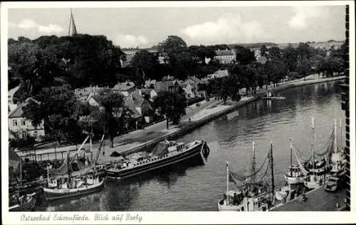 Ak Ostseebad Borby Eckernförde, Teilansicht, Hafen, Boote