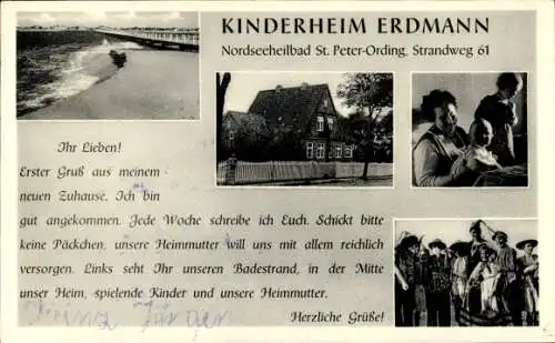 Ak Nordseebad Sankt Peter Ording, Kinderheim Erdmann