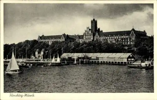 Ak Mürwik Flensburg in Schleswig Holstein, Marineschule, Segelboot