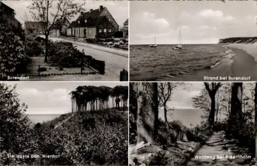 Ak Surendorf Schwedeneck in Schleswig Holstein, Dorfpartie, Strand, Waldpartie