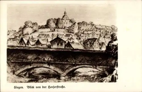 Ak Siegen in Westfalen, Blick von der Heeserstraße, Brücke, Teilansicht