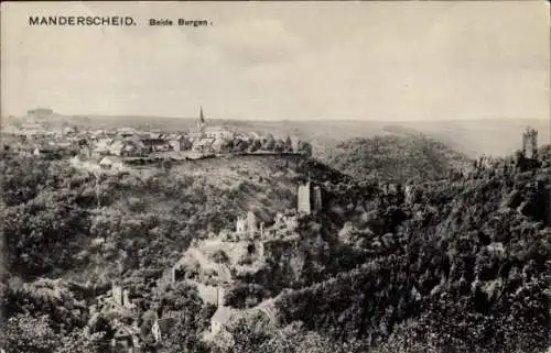 Ak Manderscheid in der Eifel, beide Burgen