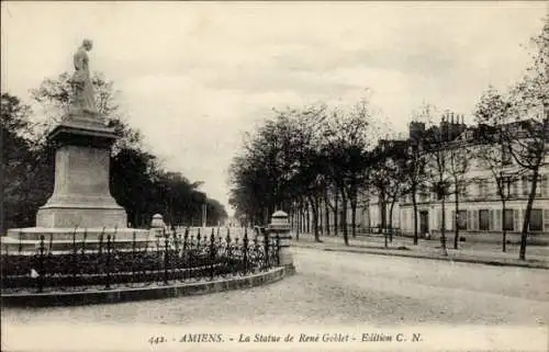 Ak Amiens Somme, Statue Rene Goblet