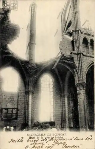 Ak Soissons Aisne, Kathedrale, Hout de la grande breche