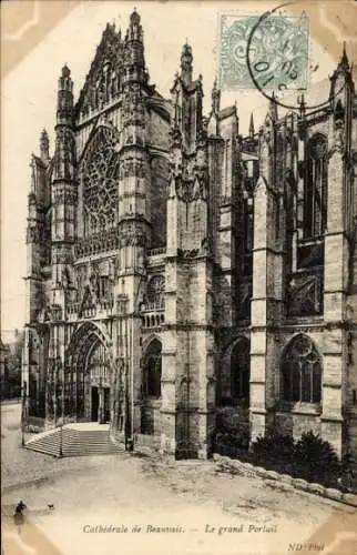 Ak Beauvais Oise, Kathedrale, großes Portal