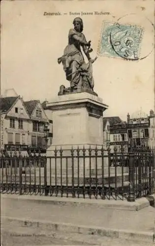 Ak Beauvais Oise, Statue Jeanne Hachette