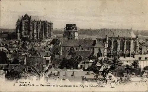 Ak Beauvais Oise, Panorama, Kathedrale, Kirche Saint-Etienne