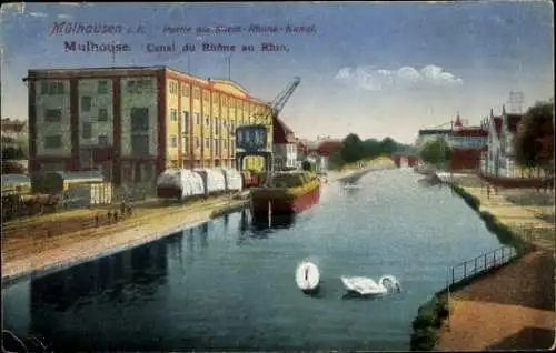 Ak Mulhausen Mühlhausen Elsass Bas Rhin, Rhein-Rhone-Kanal