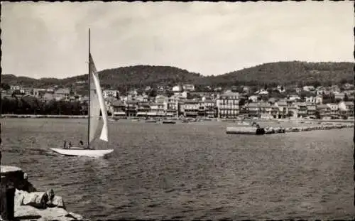 Ak Bandol sur Mer Var, Gesamtansicht, Segelboot, Jetee