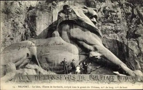 Ak Belfort Beffert Beffort Territoire de Belfort, Löwenstatue