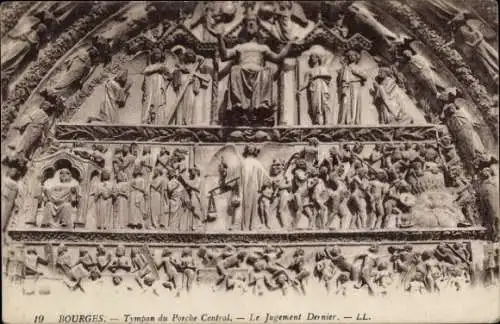 Ak Bourges Cher, Tympan du Porche Central, Jugement Dernier