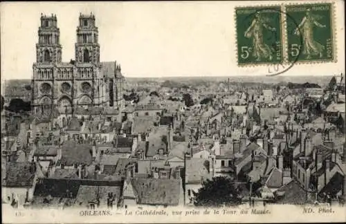 Ak Orléans Loiret, Kathedrale, Stadt vom Museumsturm aus gesehen