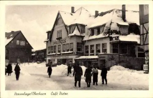 Ak Braunlage im Oberharz, Café Dietze im Winter