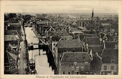 Ak Alkmaar Nordholland Niederlande, Gesamtansicht, Laurentiuskirche