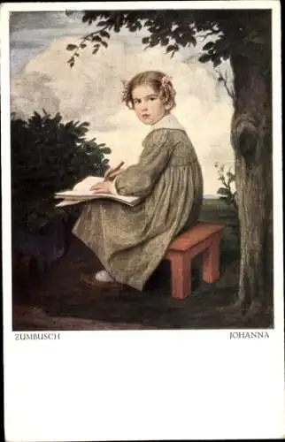 Künstler Ak von Zumbusch, Ludwig, Johanna, Mädchen beim Schreiben, Kinderportrait