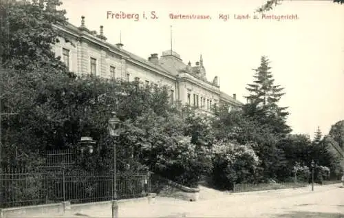 Ak Freiberg in Sachsen, Gartenstraße, Landgericht, Amtsgericht