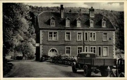 Ak Schönau Seemünden am Main, Haus März, Auto mit Ladefläche