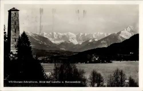 Ak Klagenfurt am Wörthersee Kärnten, Schrottenturm, Loretto, Karawanken