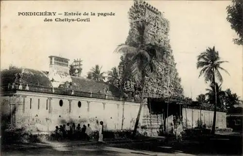 Ak Pondicherry Pondicherry Pondicherry Indien, Eingang zur Chettys-Covil-Pagode