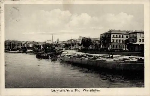 Ak Ludwigshafen am Rhein, Winterhafen, Schiffe