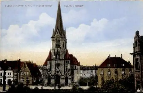Ak Mundenheim Ludwigshafen am Rhein, evangelische Kirche