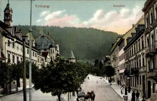 Ak Triberg im Schwarzwald, Kurplatz, Kutsche