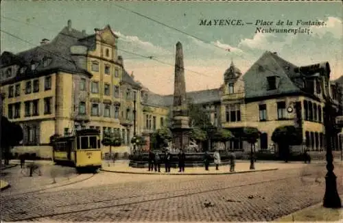 Ak Mainz am Rhein, Neubrunnenplatz, Straßenbahn