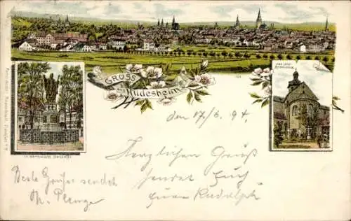 Litho Hildesheim in Niedersachsen, St. Bernward Denkmal, Tausendjähriger Rosenstock