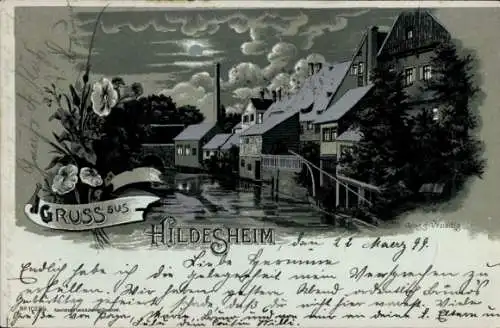 Mondschein Litho Hildesheim in Niedersachsen, Groß Venedig