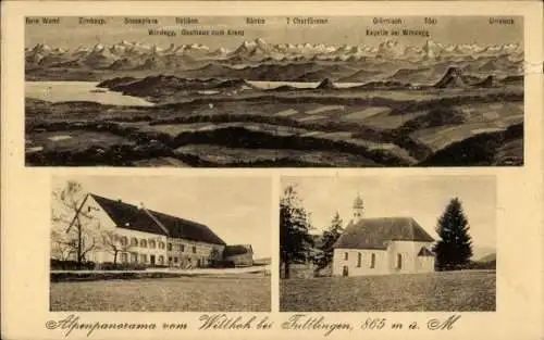 Ak Emmingen Liptingen in Baden, Alpenpanorama, Gasthaus zum Kranz, Kapelle bei Windegg