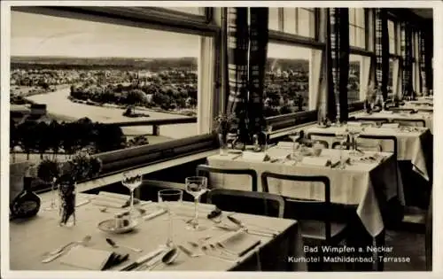 Ak Bad Wimpfen am Neckar, Hotel Mathildenbad, Innenansicht, Blick auf den Ort