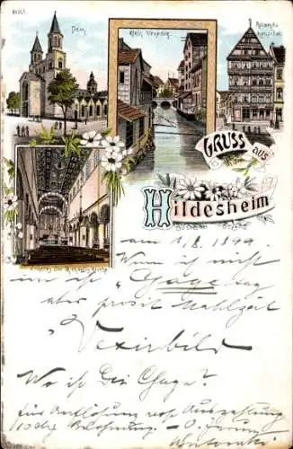 Litho Hildesheim in Niedersachsen, Rolandhospital, Dom, Klein Venedig