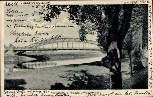 Ak Nienburg an der Weser, Weserbrücke