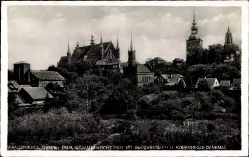 Ak Frombork Frauenburg Ostpreußen, Dom, Glockenturm, Kopernikus-Denkmal