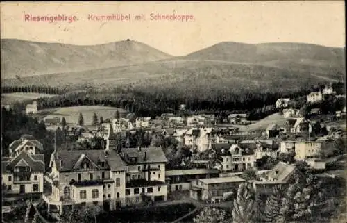 Ak Karpacz Górny Brückenberg Krummhübel Riesengebirge Schlesien, Gesamtansicht, Schneekoppe