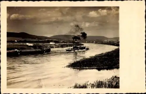 Foto Ak Rinteln an der Weser, Fluss, Dampfer