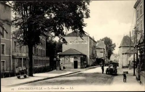 Ak Contrexéville Lorraine Vosges, La Grande Rue, Hotel des Sources