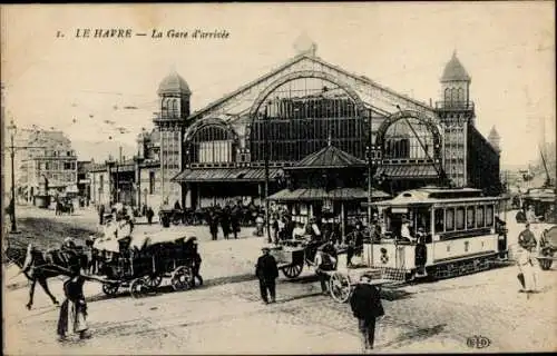 Ak Le Havre Seine Maritime, Bahnhof, Straßenbahn, Verkehr