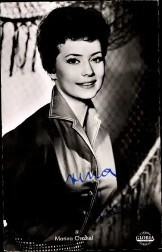 Ak Schauspielerin Marina Orschel, Portrait, Heute blau und morgen blau, Gloria Film, Autogramm