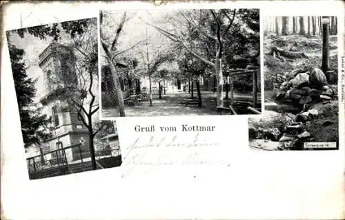 Ak Walddorf Kottmar in der Oberlausitz, Kottmarberg, Turm, Gastwirtschaft, Spreequelle
