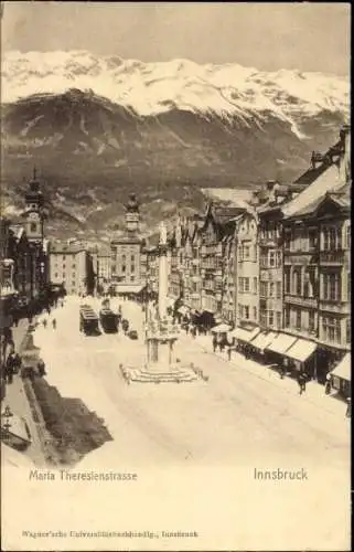 Ak Innsbruck in Tirol, Maria Theresien Straße mit Annasäule