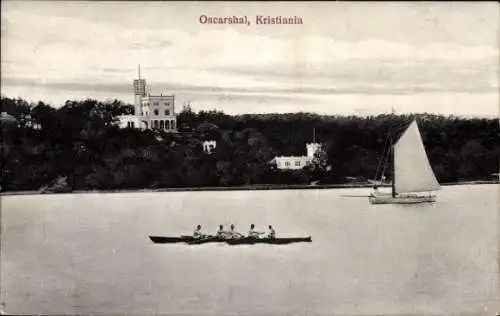 Ak Kristiania Christiania Oslo Norwegen, Oscarshal, Ruderboot
