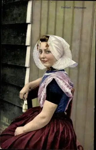 Ak Walcheren Zeeland, Mädchen in niederländischen Volkstrachten