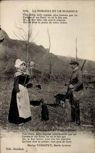 Ak Französische Tracht, Bauern, Ziegen, Landwirtschaft