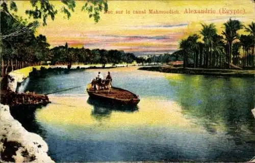 Ak Alexandria Ägypten, Bac sur le canal Mahmoudieh, Ruderpartie