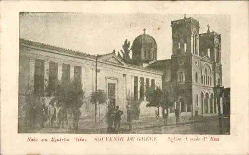 Ak Itea Griechenland, Schule und Kirche