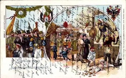 Litho Jahrmarkt, Fest, Besucher, Stände