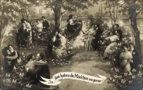 Ak Ja, das haben die Mädchen so gerne, Liebespaare